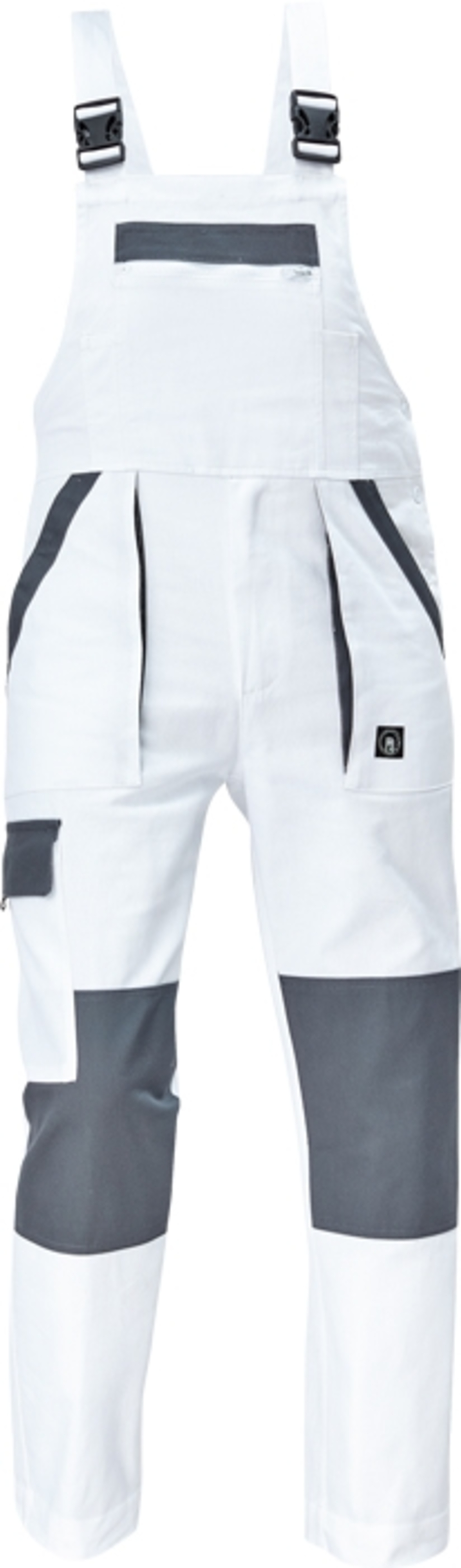 Cerva MAX NEO Kalhoty pracovní s laclem bílá/šedá 48